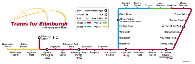 Latest version of the tram route map