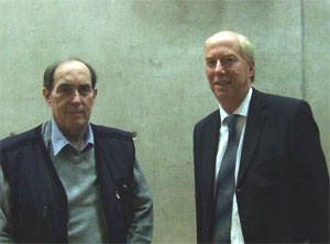 Steve Mitchell of Leith Local History Society with Malcolm Chisholm  bringing the Campaing to the Scottish Parliament