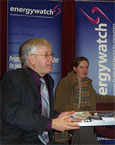 A dark suited Mark Lazarowicz at one of the annual energy advice eventshe helps organise for Leith and North constituents