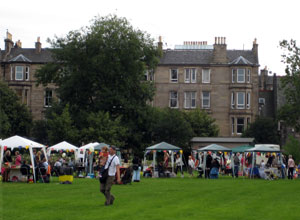 Portable gazebos seen from afar