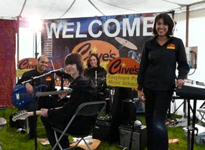 Smiling seated musicians