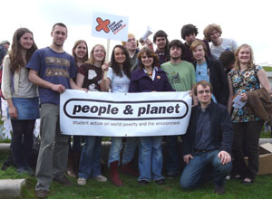 Students for Action against World Poverty with a People and Planet banner