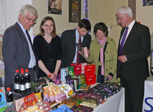 Mark Lazarowicz, Douglas Alexander and Alistair Darling at the One World Shop stall