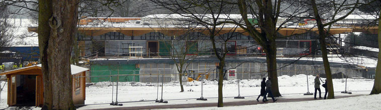 View of the Centre in the snow looking down towards Inverleith Park