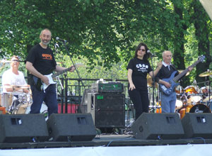 R 'n' B cover band, Streetcar (l to r) Mitch on drums, George on bass, Susie Sue vocals, Jon on lead guitar and Alan on keyboards, hidden somewhere